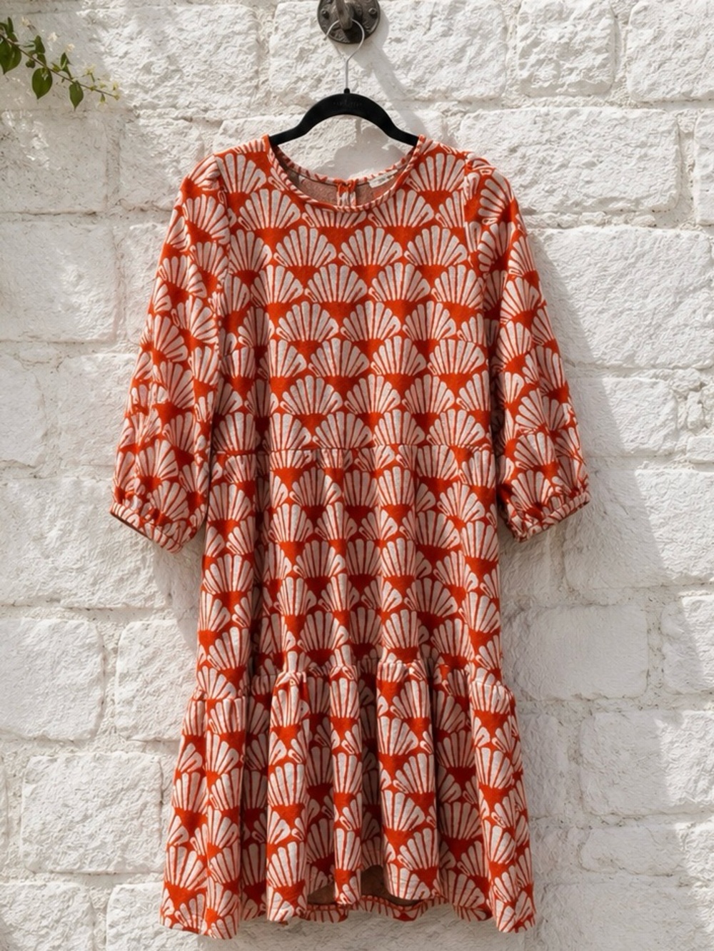 Tyler Böe Seashell Fan Tiered Red Mini Dress Size S